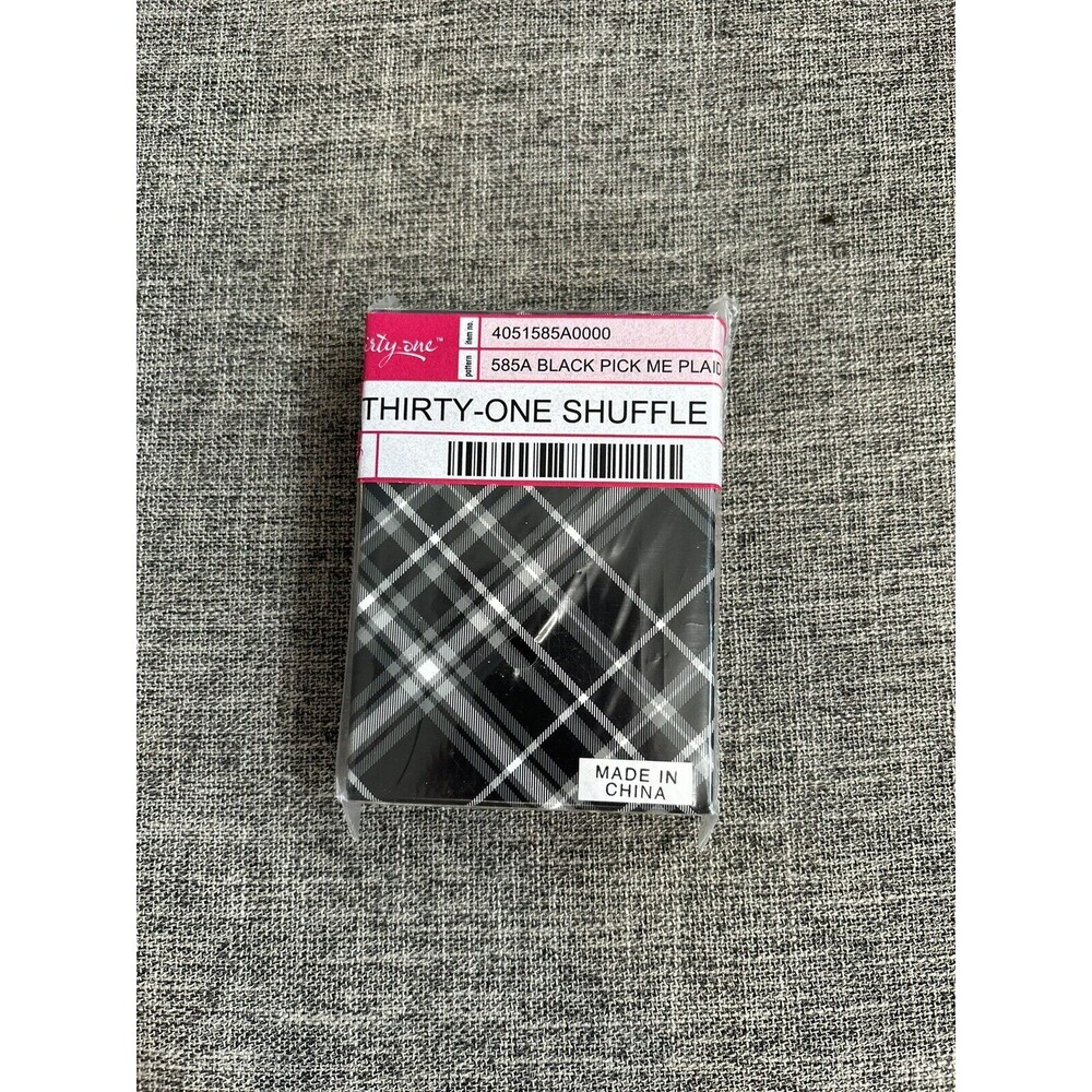 Thirty One Shuffle Deck of Playing Cards in Black Pick Me Plaid Inspirational